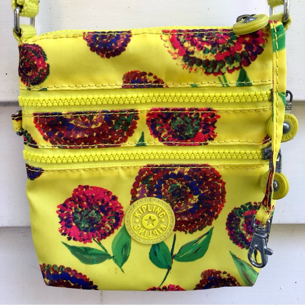 Kipling Yellow Floral Crossbody Bag Zinnia multicolor Bright